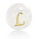 Shell pendant 15mm letter L Gold-White